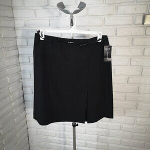 NWT R.Q.T. Signature Ladies Size 12 Black Skirt with Faux Patent Shiny Belt